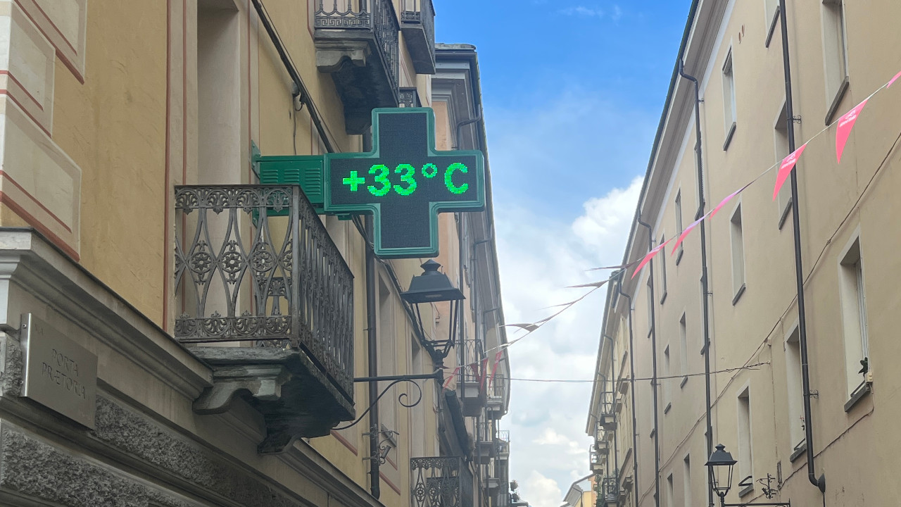La temperatura misurata nel centro di Aosta nel pomeriggio di venerdì 26 giugno 2026